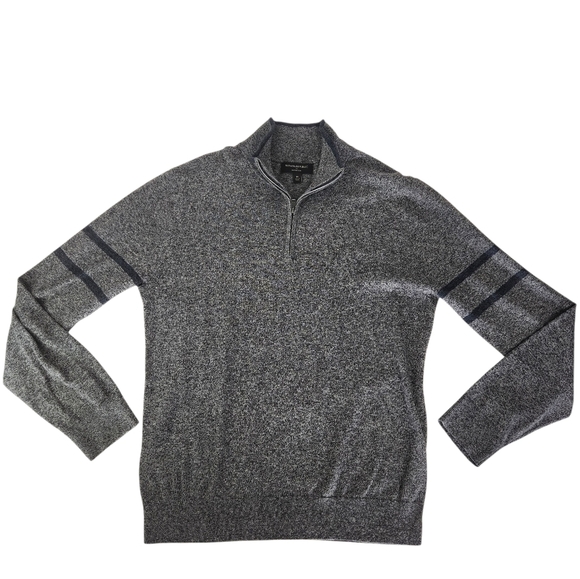 Men's Banana Republic Gray 1/4 Zip Sweater with Black Accents Size M - Picture 1 of 7